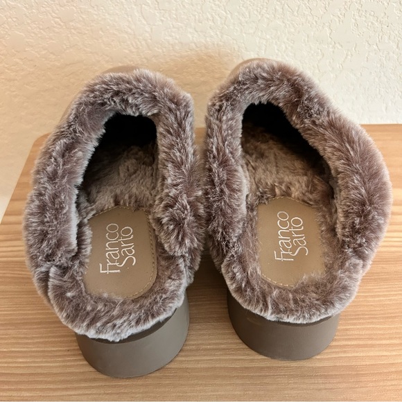 Franco Sarto Taupe Fuzzy Slipper Slides Size 10 - Picture 7 of 7